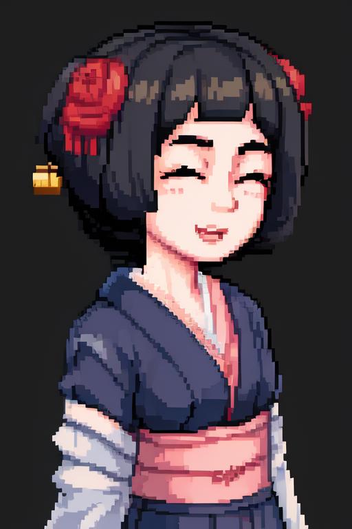 Portrait Style, Solo, Kimono, Red.png